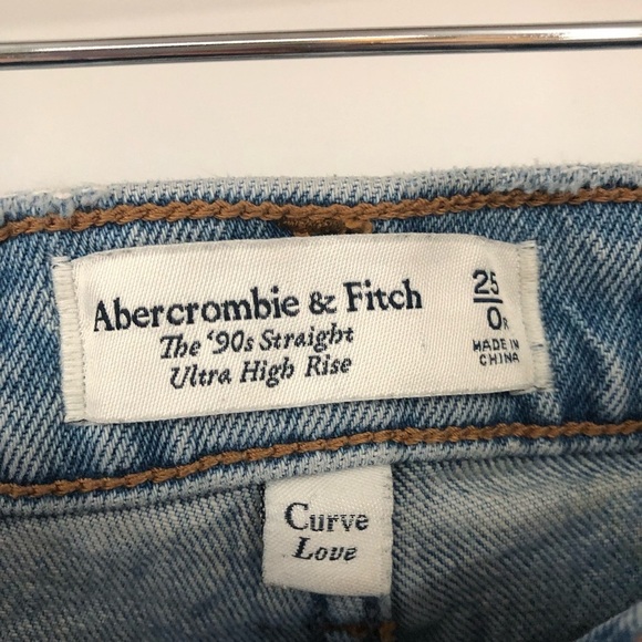 A&F 25/0r The 90s Straight Ultra High Rise Curve Love short slit ankle 0032 - Picture 3 of 11